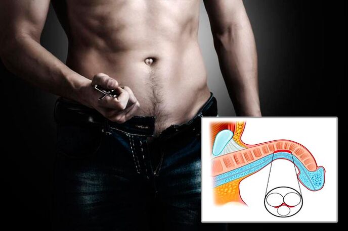 انسان عضو تناسل میں توسیع کی مشقوں کے لئے اپنی مکھی کو کھول دیتا ہے